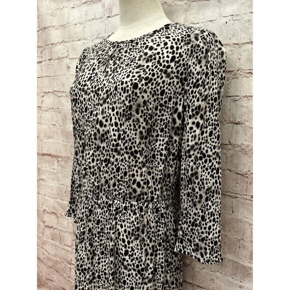 A New Day Womens Midi Dress Leopard Print Black Ivory Rayon Size S NEW - Picture 3 of 5
